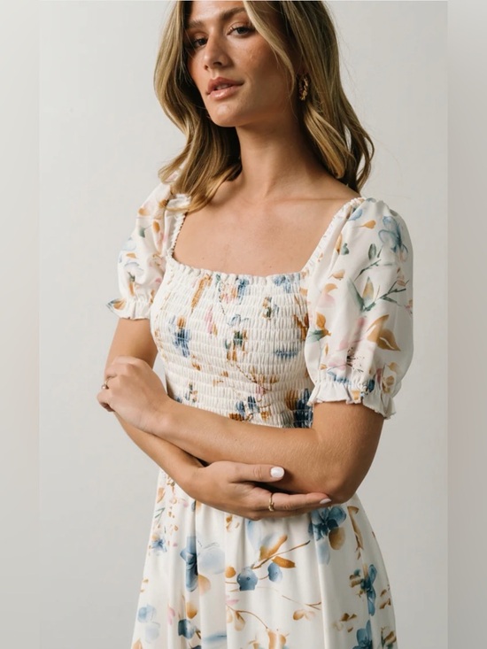 Baltic Born White Floral Smocked Square-Neck Maxi Dress - Picture 4 of 12